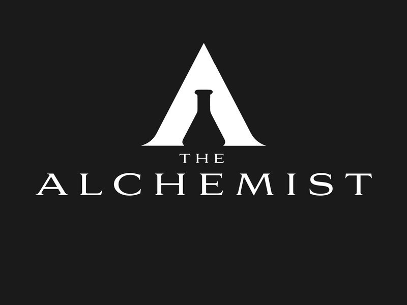 The Alchemist logo, white on black